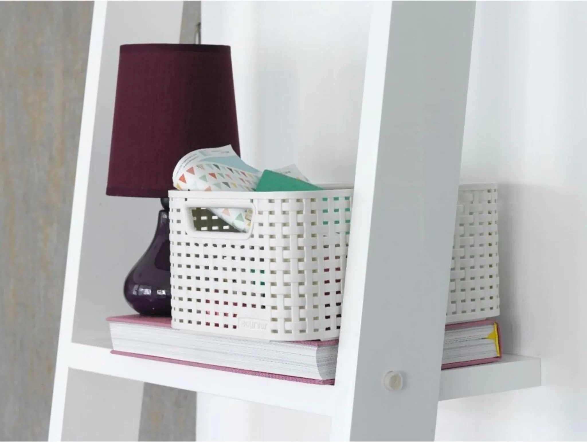 Aufbewahrungskorb STYLE2 S – Rattan-Optik, creme, ca. 28 × 19 × 13 cm